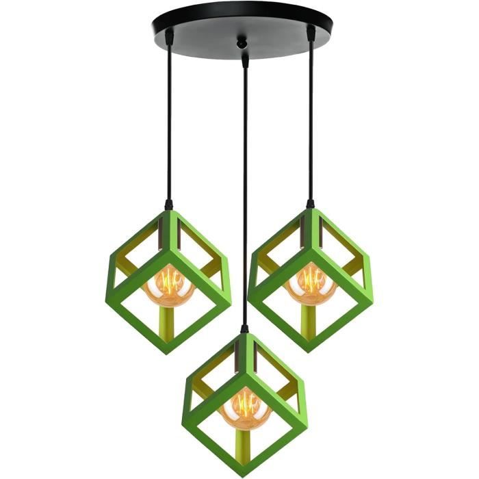 Suspension Luminaire D'Intérieur Rétro, 3 Lumières Lustre Vintage Suspension Lustre En Metal Plafonnier Moderne Noir E27~p107544968