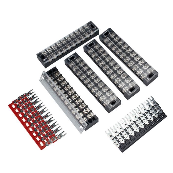 Barrière De Bornes 600V 3 Pièces 10 Festival Terminal Block Set, 600V 15A Double Rangee Vis Borne Bande De Vis Bornier Barriere Avec Housse De Protection 98792759 Bornier à Vis Double Rangée 12 Positions 600v