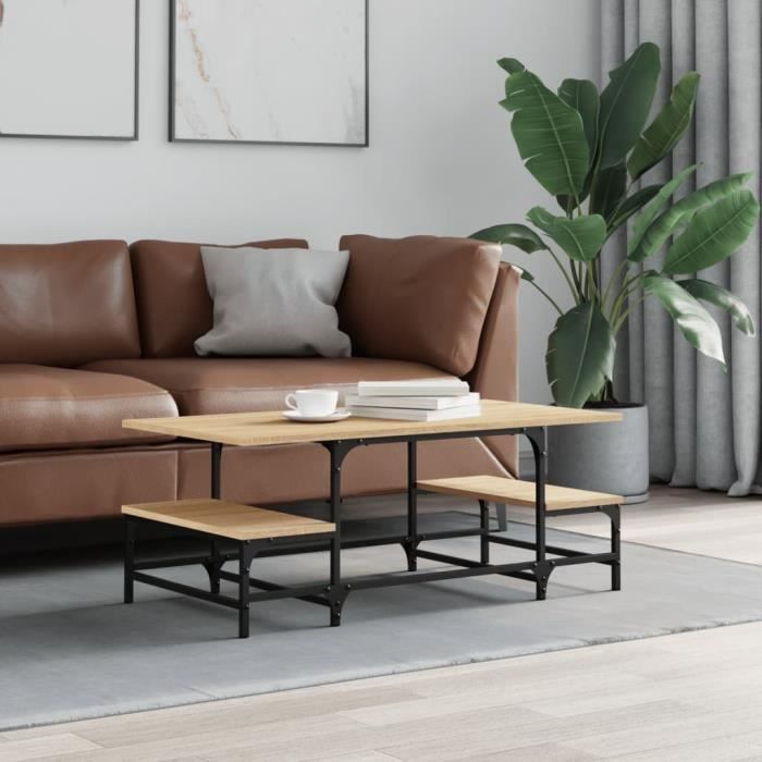 vidaXL Table basse chêne sonoma 100x505x40 cm bois dingénierie 835375