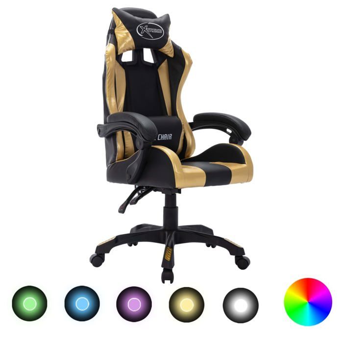 VidaXL Fauteuil LED RVB Doré et
