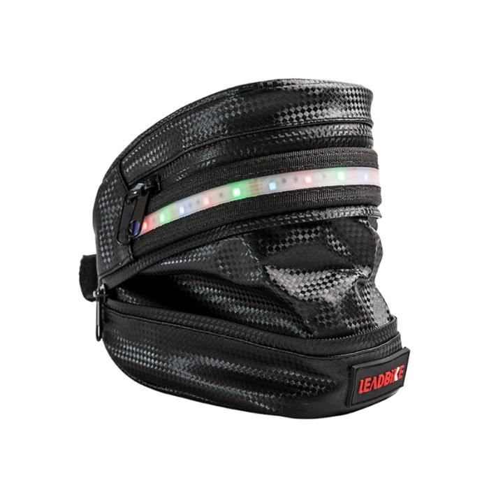 LED Waterproof Saddle Bag Road Bike Rear Bags Cycling Seat Bag(Black