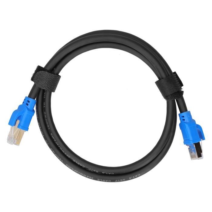 Câble Ethernet Cat8 40Gbps - 2m - Connecteur Gauche Angle Pour Espace Serré - Parfait Pour PC, Box, Switch - 8