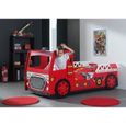 Lit enfant camion de pompier - Vipack - 90x200cm - Rouge-1