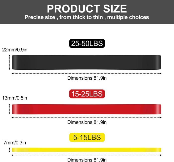 FAOKZE Lot De 4 Bandes De Résistance Avec Ancrage De Porte, Poignée, Sac De Transport, Bandes De Résistance Pour Fitness, étirement, Yoga, Musculation, Pilates