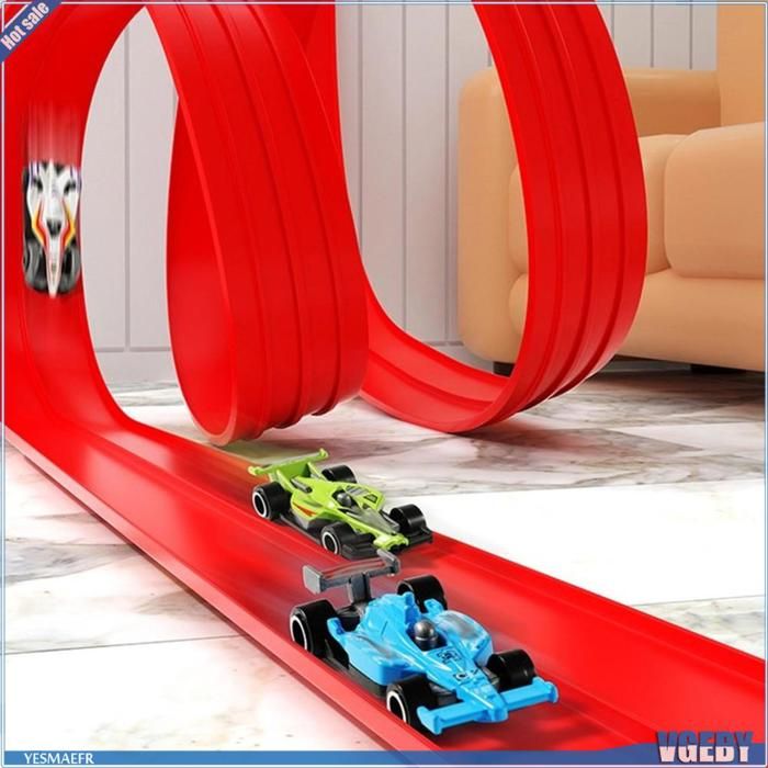 Piste De Voiture Hot Bee – 4,5 Mètres – Flexible – Rouge Et Noir – Pour Voitures De Collection
