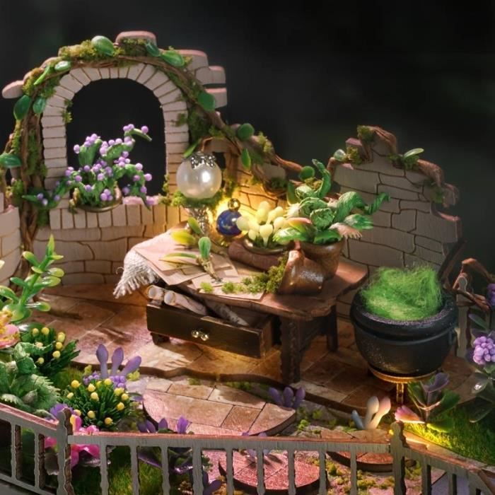 TOPBSFARNY Kit de maison de poupée miniature à faire soi-même, 2 châteaux romantiques en bois, petite maison, chambre créative avec meubles et lumière LED pour cadeau d'anniversaire (C TOPBSFARNY Kit de maison de poupée miniature à faire soi-même, 2 châteaux romantiques en bois, petite maison, chambre créative avec meubles et lumière LED pour cadeau d'anniversaire (C