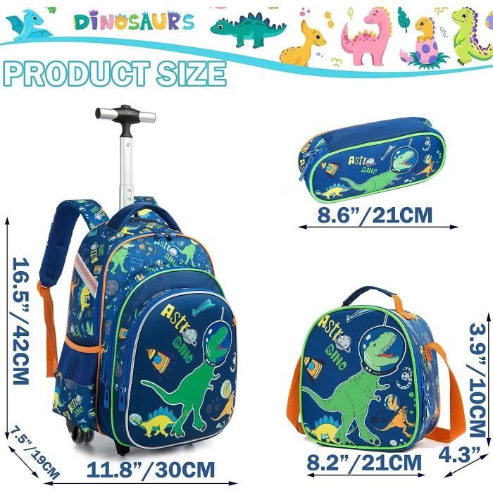 Cartable a 2025 roulette garcon dinosaure