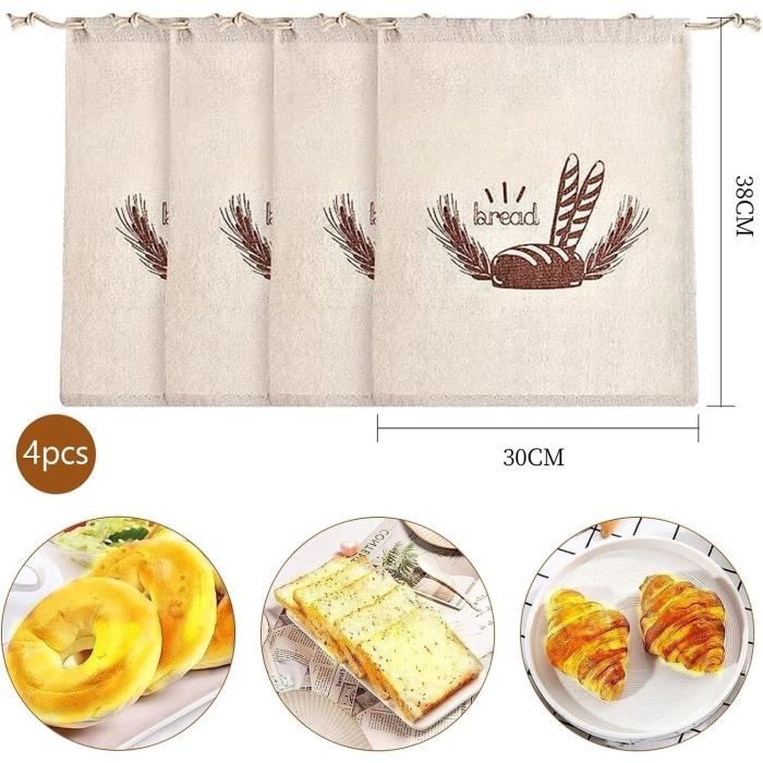 4Pcs Sac A Pain Sac A Pain Tissu De Boulanger R utilisable Sac