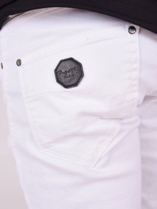 Jean blanc dechire avec doublure PROJECT X PARIS TP21007 Coupe Skinny Taille standard Homme