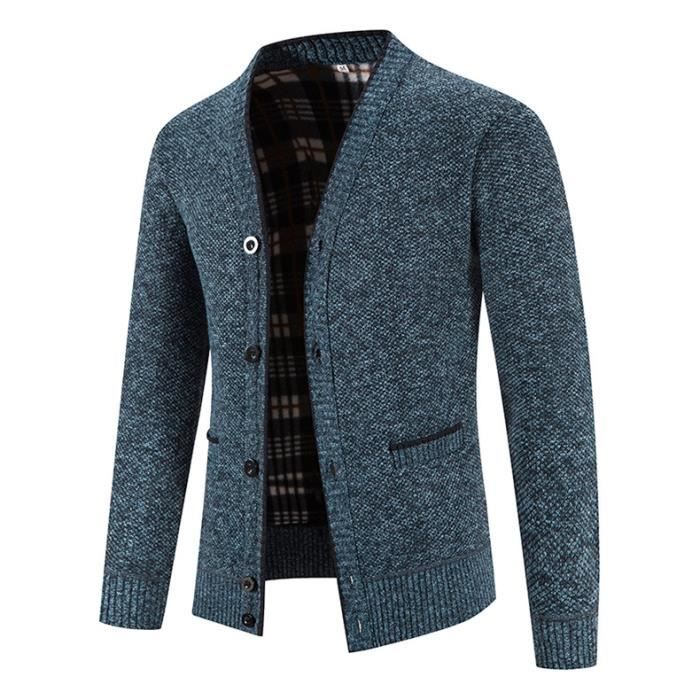 Cardigan Homme épais Avec Doublure Polaire - Chaud Et Confortable Pour Automne-hiver