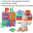 Tapis de jeu pour enfants, tapis numérique et alphabétique  de bébé en rampant 36 pcs couleur tapis jeu d'enfant -2
