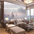 Papier Peint Panoramique 3D,Montagnes de brume de paysage - Autocollant Mural Pour Salon Chambre Moderne Naturel Murale 250x175cm-2