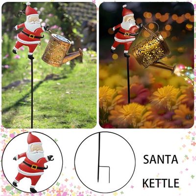 Arrosoir Solaire Déco Noël – Lanterne Extérieur Étérable Avec Père Noël Pour Jardin, Terrasse, Allée