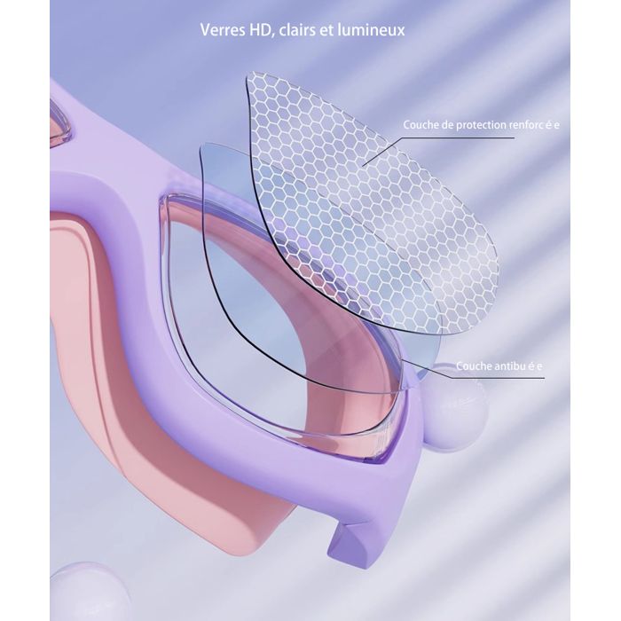 Lunettes Enfant Natation – Bandeau Tout Doux Licornes Violet