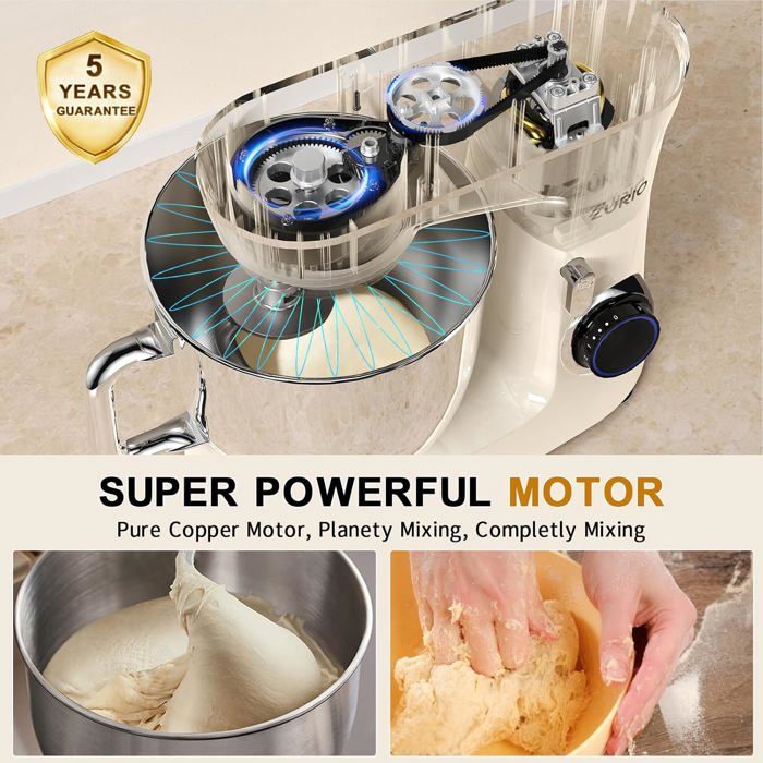 Robot Pâtissier - DOBBOR - 1500W - 8,5L - 7 Vitesses - Tête Inclinée