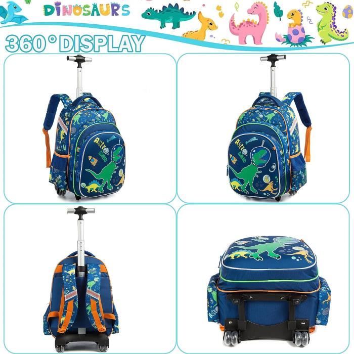 Cartable A Roulette Fille Garcons Dinosaure 16 Inch Cartable A Roulette Fille Maternelle Primaire 3 In 1 Sacs D Ecole Baga x3440 Dinosaure Vert Cdiscount Bagagerie Maroquinerie