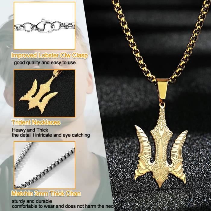 Bijoux Pour Homme Falcon Collier Biom canique Trident Pour Homme