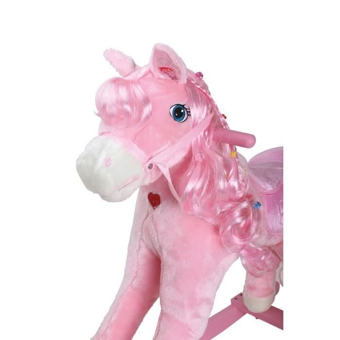 Poney a bascule Pinky rose en bois et peluche avec son fille 3ans 4131 Cdiscount Jeux Jouets