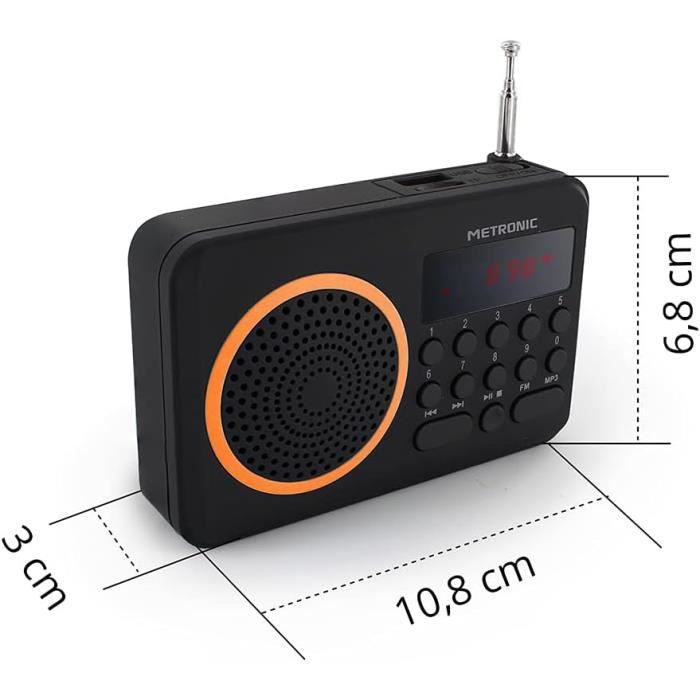 Radio Portable Fm Compact Avec Port Usb + Lecteur Carte Micro Sd - Noir Et  Orange[m10] - Cdiscount TV Son Photo