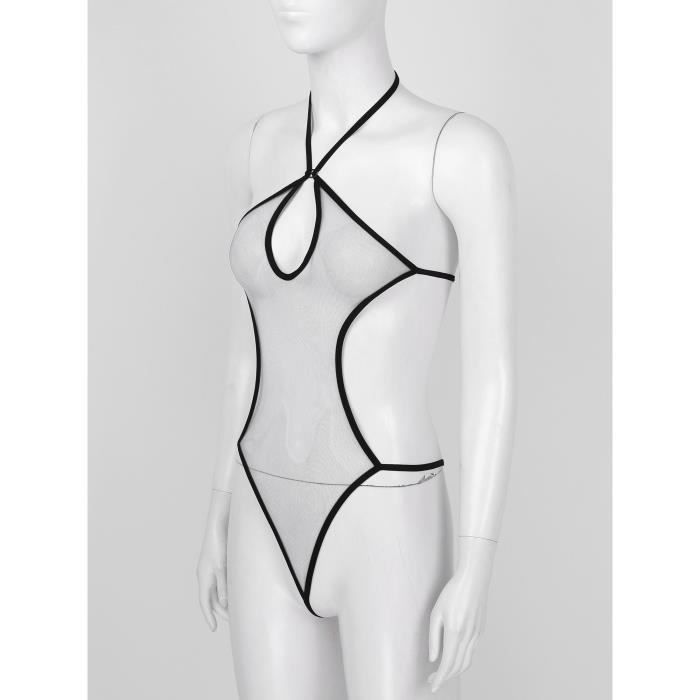 Body Sexy Léopard Femme - Lingerie Transparente, Bodystocking Élastique, Taille Unique | MIZSPISE