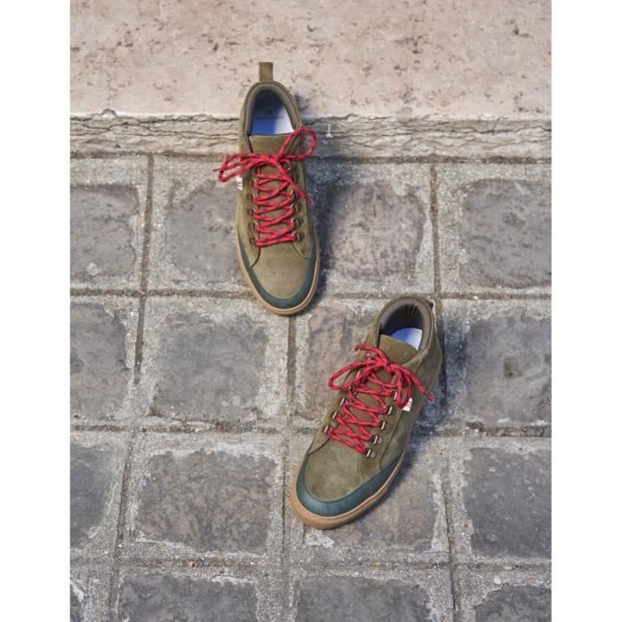Baskets montantes M.Moustache Christian vert kaki Cuir Homme
