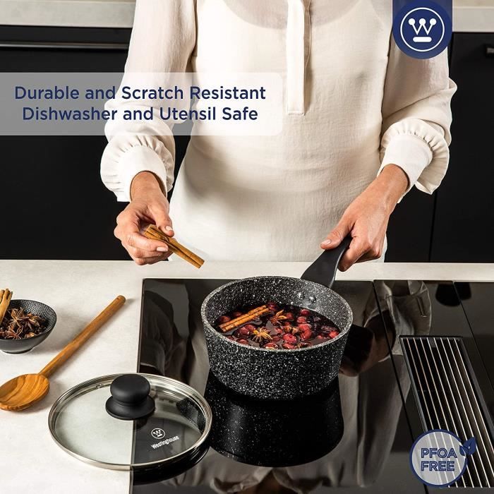 Sauteuse Westinghouse 28 Cm Avec Couvercle - Antiadhésif Triple Marbre, Compatible Induction Et Tous Feux