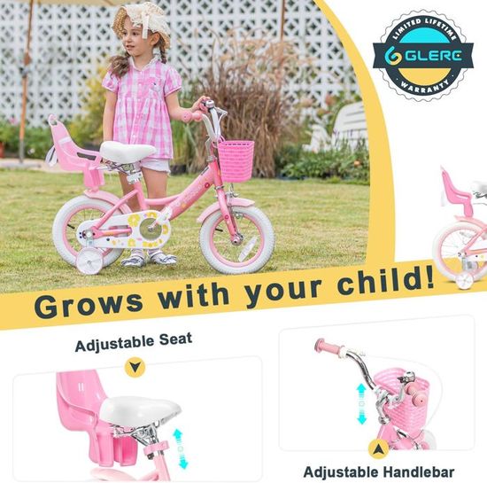 Test Vélo Enfant Glerc 12 Pouces Fille, Style Princesse
