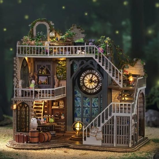 Kit Maison De Poupée Miniature DIY En Bois - Modèle Forêt Enchantée Avec Meubles - Puzzle 3D Pour Adultes Et Enfants