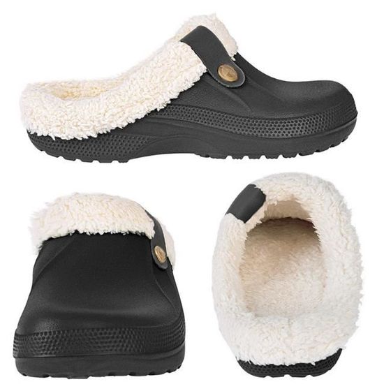 Sabots Homme Doublés Fourrure - Pantoufles D'hiver Imperméables - Pour Intérieur Et Extérieur (jardin) - Antidérapantes - 8
