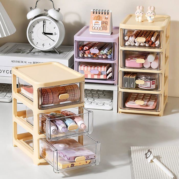 Tour De Rangement SUNDIS Tag Tower - 5 Tiroirs Transparents A6, Plastique Noir Recyclé, Superposable