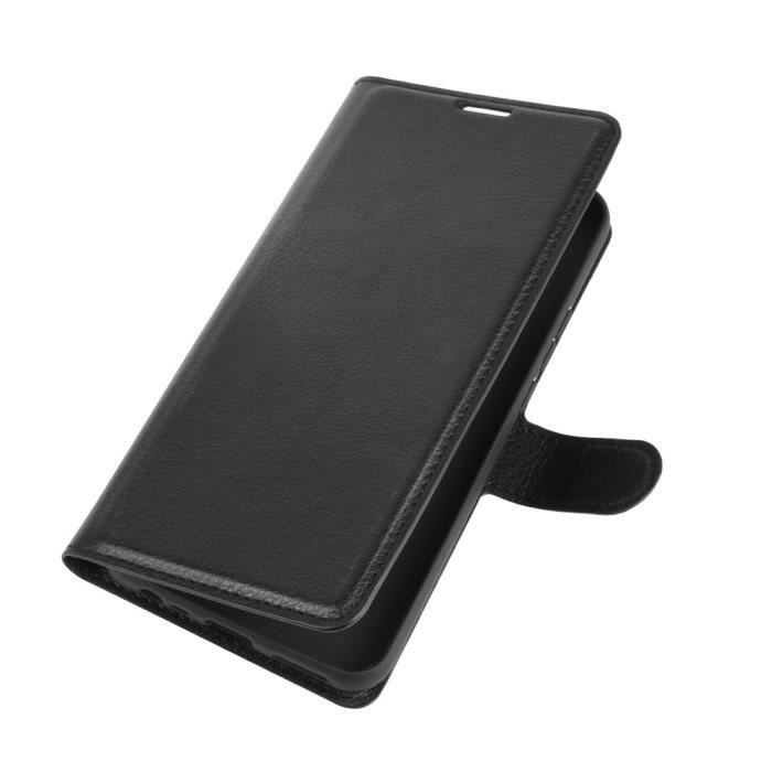 Coque pour Xiaomi Redmi Note 14 5G - Portefeuille Noir Rabat Clapet Aimanté Rangement Cartes Phonillico