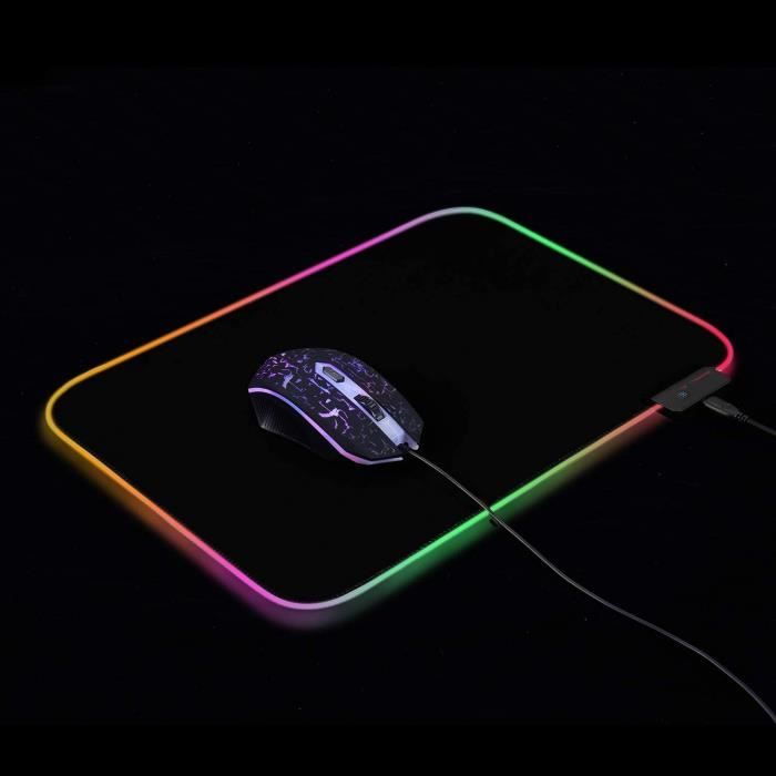Tapis de souris Gaming avec effets lumineux LED 35 x 25 cm A88