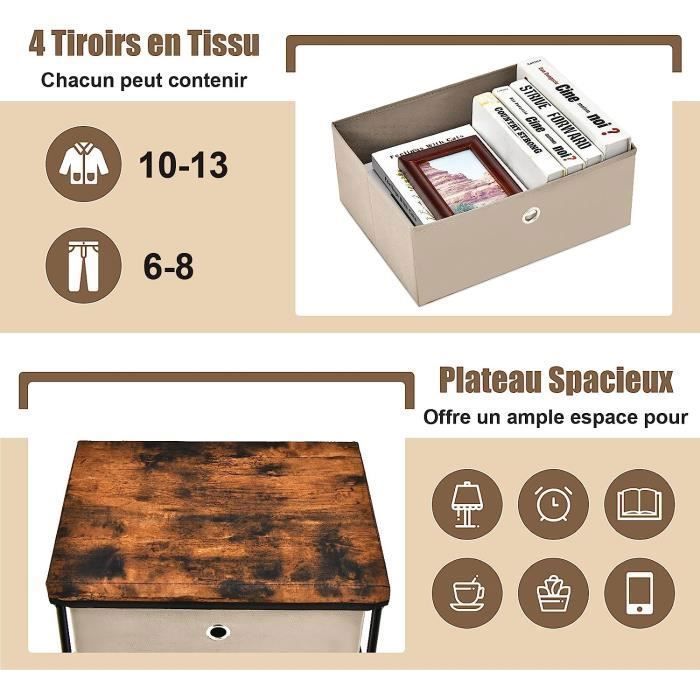 COMMODE EN TISSU avec 6 Tiroirs Étagère Commode meuble de rangement Cadre en Mét EUR 116,98 COMMODE EN TISSU avec 6 Tiroirs Étagère Commode meuble de rangement Cadre en Mét EUR 116,98