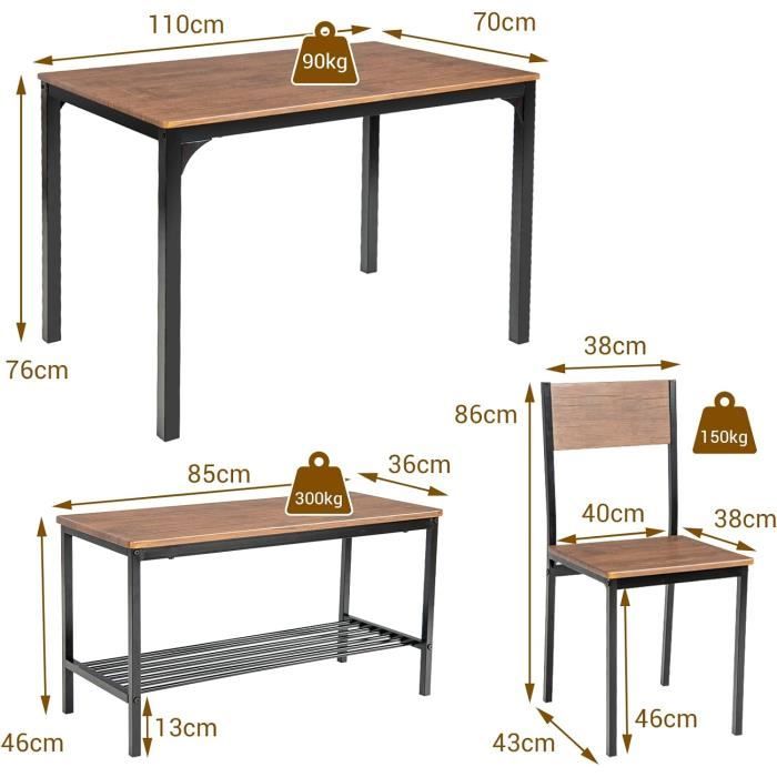 Table à Manger 200 Cm En Acacia Massif Gris Et Métal Noir Maison Et Styles