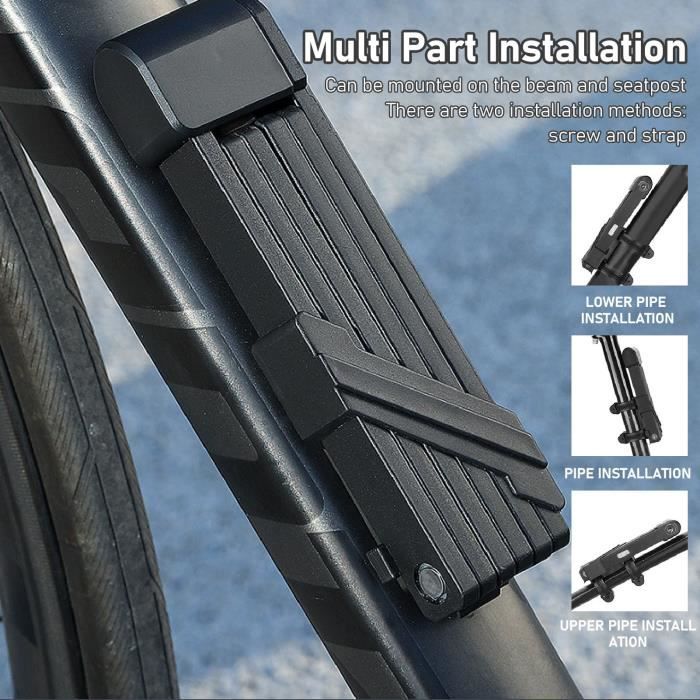 Antivol Vélo Pliable CIOXSOIO - 100 Cm - Barres A3 - ABS Antirouille - Avec 2 Clés Et Support - Vélo, Trottinette, Moto