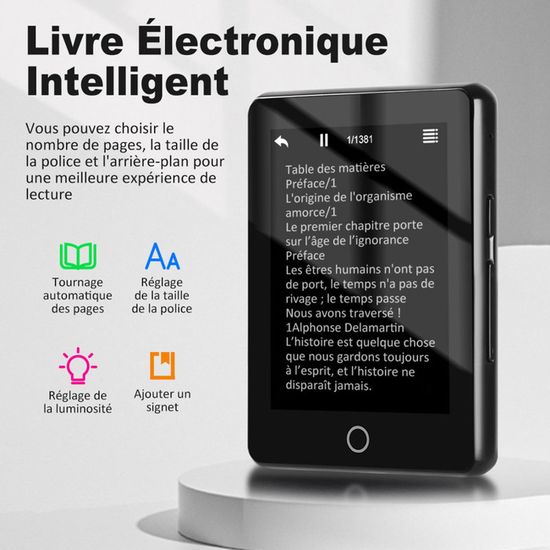 Lecteur MP3 Bluetooth YOTON 80 Go – Écran Tactile 2,4", Son HIFI, Carte 64 Go + Écouteurs Inclus, Idéal Pour Enfants Et Sport