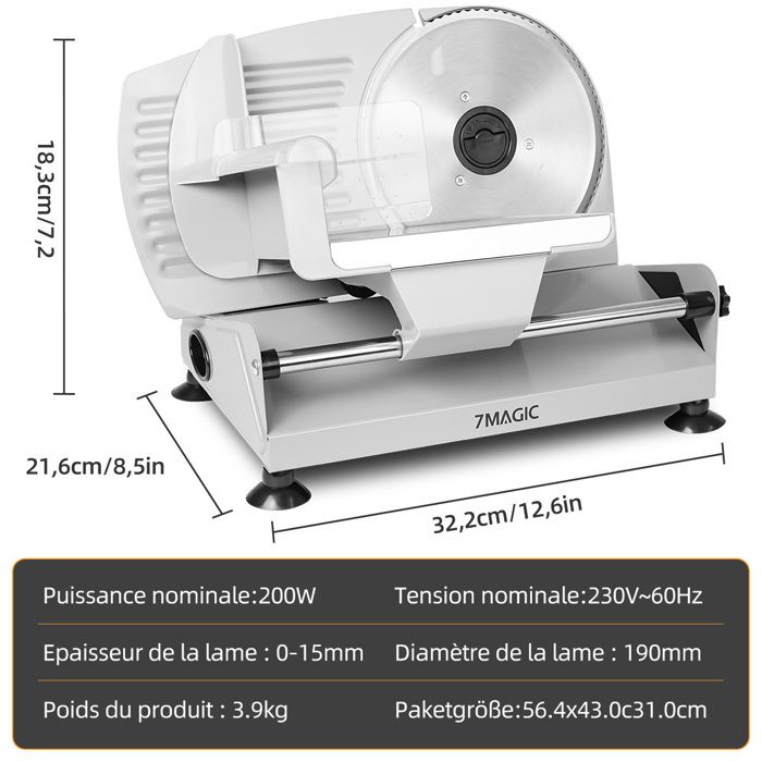 Trancheuse Électrique SuperHandy 17cm - Lame Acier Inox Solingen, Pliable, 120W