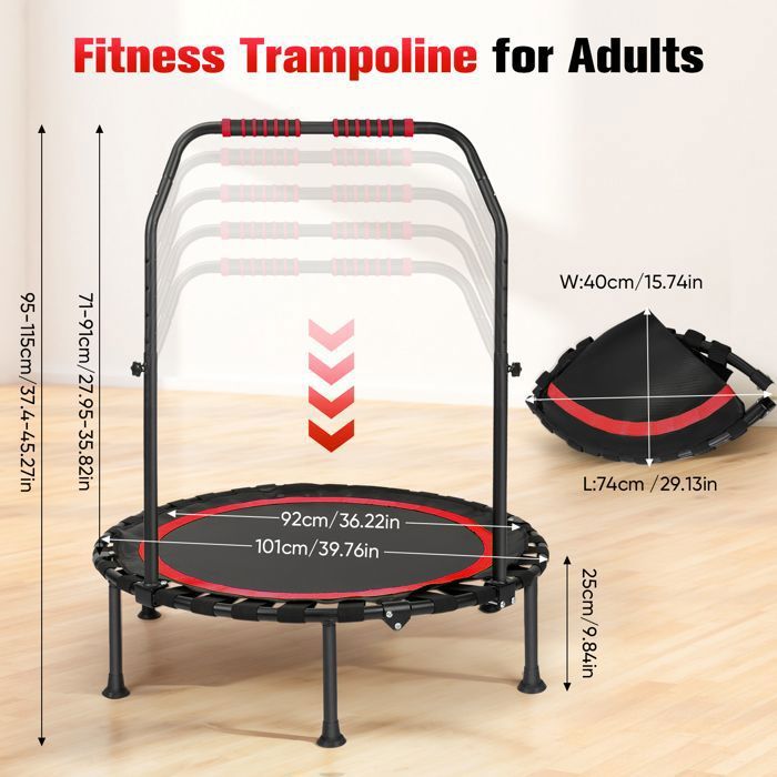 Mini Trampoline De Fitness Pliable | Rebounder Silencieux - 165 Lbs, Entraînement Cardio Maison