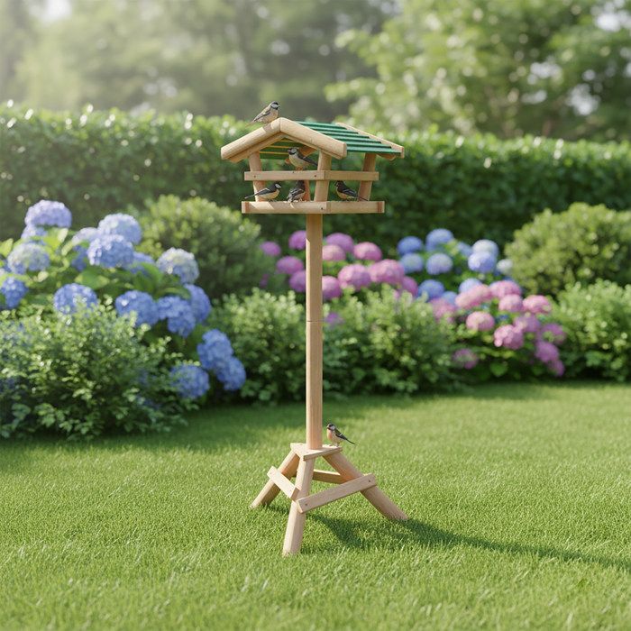 Nichoir Et Mangeoire Pour Oiseaux Relaxdays En Bois - 2 Maisons, Toit Vert, 30,5x26x12 Cm, Trou 3,2 Cm - 5