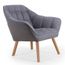 Fauteuil Scandinave ZENTAO En Tissu Gris Clair - Assise Moelleuse, Pieds En Bois Diagonaux