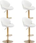 WAHSON OFFICE CHAIRS Wahson Tabouret Bar Lot de 4 Tabouret Bar Réglable, Chaise Bar Haute avec Pieds en Métal pour Cuisine et Comptoir, Velours, Blanc