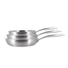 MENASTYL Set 3 poeles triply en acier inoxydable induction 28/24 et 28cm - made in france