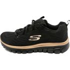 Baskets SKECHERS 12615-BKRG - Femme - Noir - Lacets - Plat - Textile