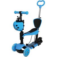 Trottinette scooter enfants avec siège amovible hauteur réglable 2-8ans bleu