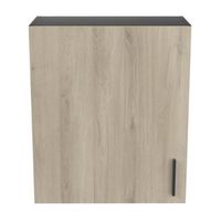 Meuble haut de cuisine 60 cm Noir/Chêne - ABINCI - Bois clair - Bois - L 60 x l 30 x H 70 cm - Meuble de cuisine