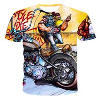 Vêtements de sport T-shirt 3d,De Course Cool Graphiques T-Shirt Moto 3D Tee-Shirt homme Imprimé D'été Hauts à La Mode Punk T-Shirt