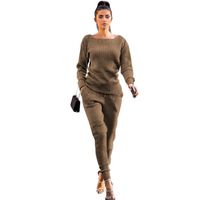 ENSEMBLE DE VETEMENTS nouveau femme pantalon, pull automne hiver Urban Casual Set de deux pièces couleur  Kaki foncé