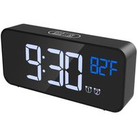 Réveil Numérique, Alarm Réveil LED, Fonction Thermomètre, Snooze, 2 Alarme, 12/24H, Alimenté USB (Noir)