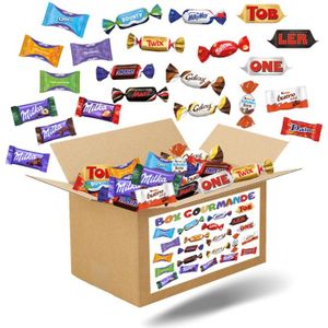 CHOCOLAT BONBON BOX GOURMANDE - Méga Assortiment de  Mini-Chocolats emballés individuellement: Célébrations, Kinder, Milka, Daim, Toblerone