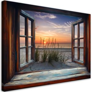 Tableau sur toile. Trompe l'oeil, Fenêtres sur l'océan (détail